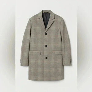 H&M Patterned Plaid Checkered Coat Men’s Sz 42 Regular